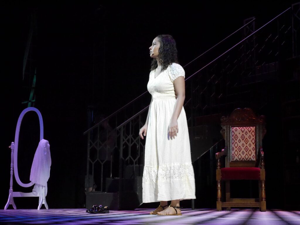 protagonist onstage at the Warwick Ancient Drama Festival performance of Medea
