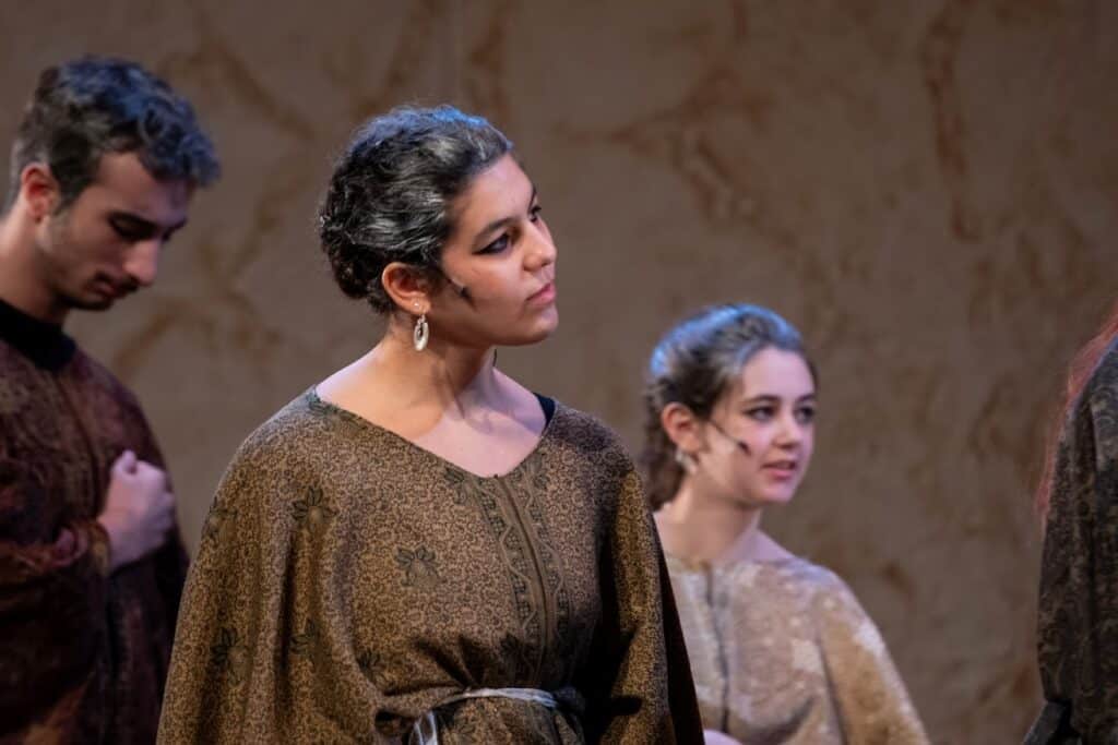 still of actors on stage at Warwick Ancient Drama Festival performing in Aeschylus' The Persians